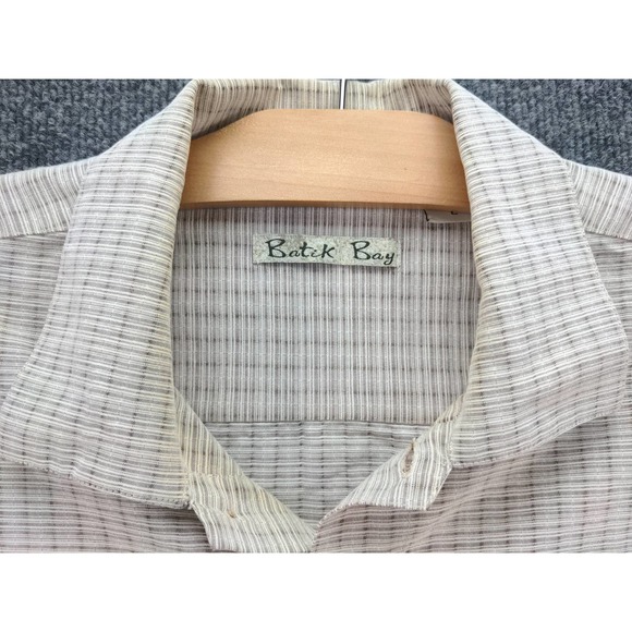 Mens Batik Bay Short Sleeve Button Up Shirt Size L Gray 24W 30L - Picture 10 of 11